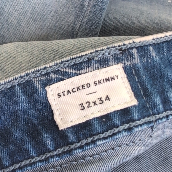 PacSun Stacked Skinny Jeans Medium Wash Distressed w Paint Splatter Men's 32x34 - Picture 11 of 14